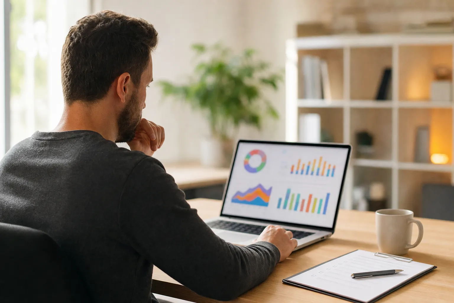 A person reviewing website performance metrics on a laptop